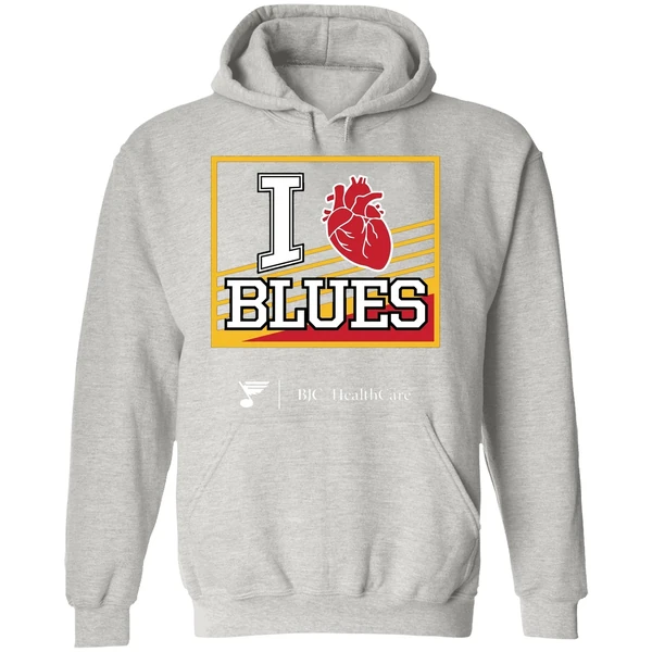 Hot 2025 Bjc Healthcare I Heart Blues Hoodie - Image 9