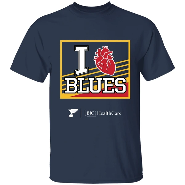 hot 2025 bjc healthcare i heart blues shirt navy