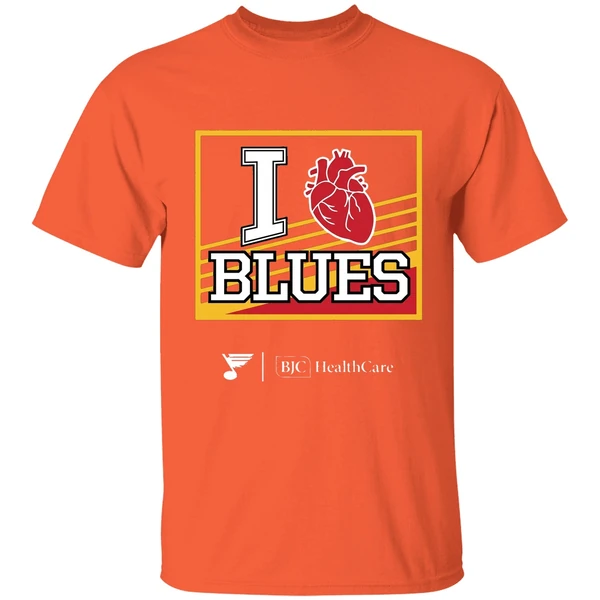 hot 2025 bjc healthcare i heart blues shirt orange