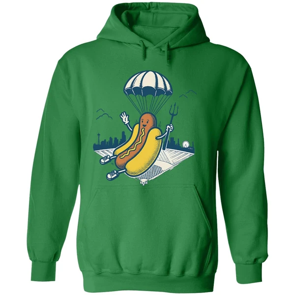 Hot Dog Parachute Drop Holding Trident Seattle Mariners Mlb Baseball 2025 Hoodie - Image 2