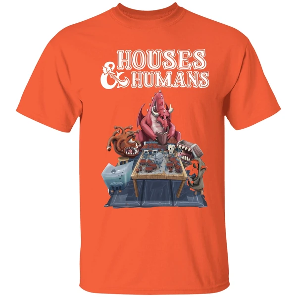 houses and humans shirt orange
