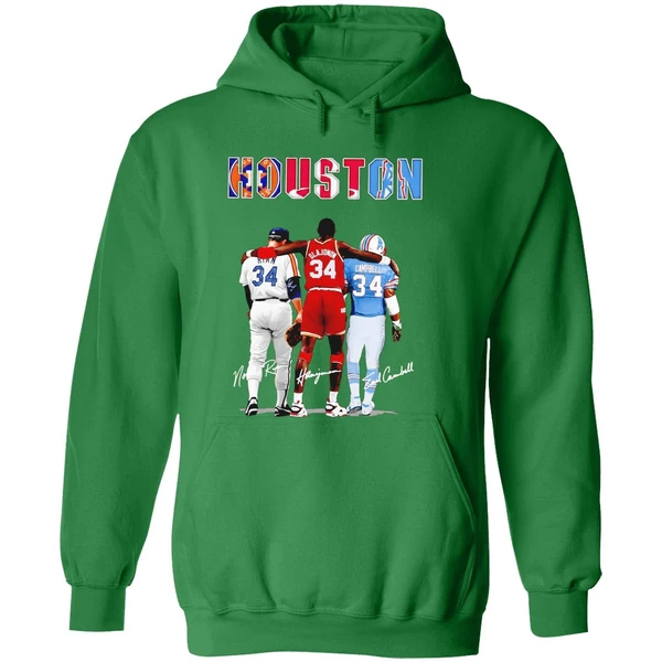 Houston Astros Nolan Ryan Houston Rockets Hakeem Olajuwon Houston Oilers Earl Campbell Hoodie - Image 2