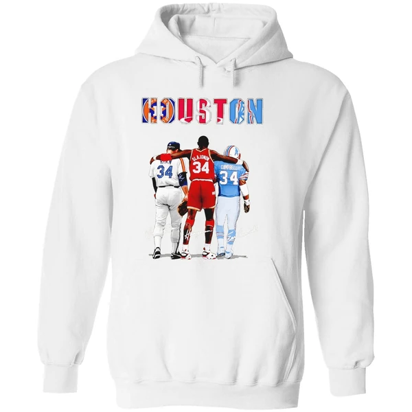 Houston Astros Nolan Ryan Houston Rockets Hakeem Olajuwon Houston Oilers Earl Campbell Hoodie - Image 8