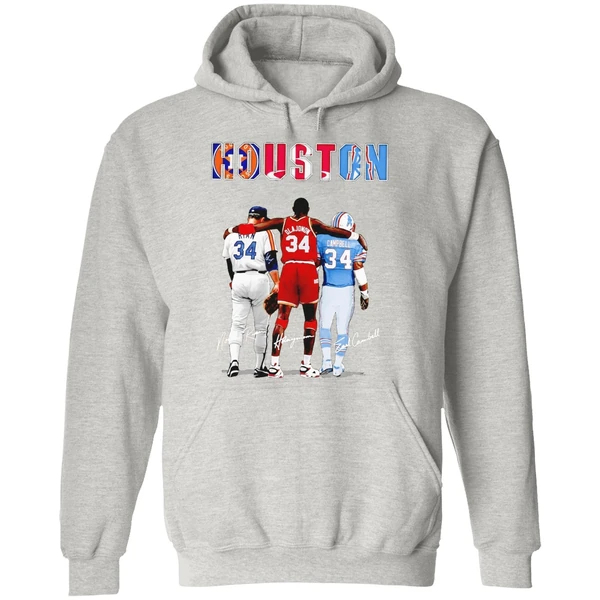 Houston Astros Nolan Ryan Houston Rockets Hakeem Olajuwon Houston Oilers Earl Campbell Hoodie - Image 9
