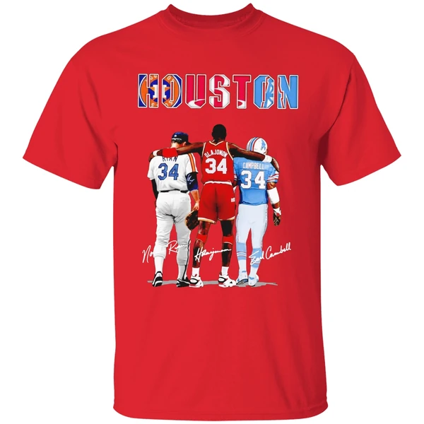 Houston Astros Nolan Ryan Houston Rockets Hakeem Olajuwon Houston Oilers Earl Campbell Shirt - Image 7