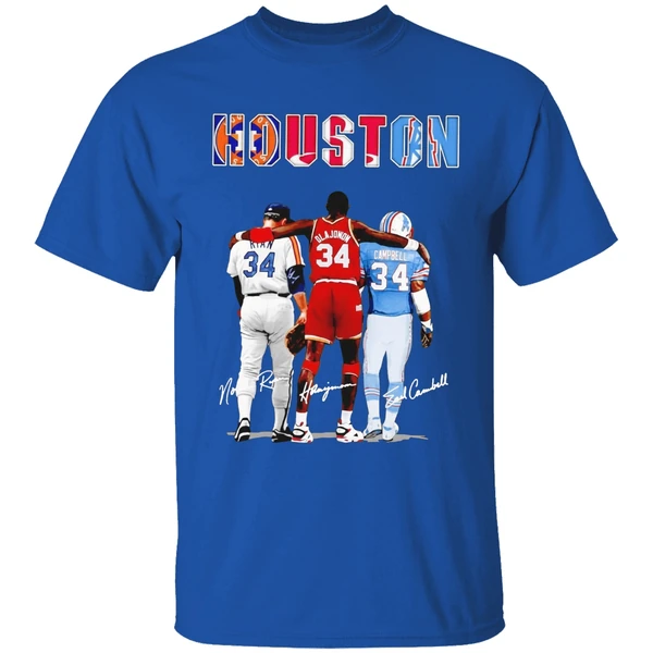 Houston Astros Nolan Ryan Houston Rockets Hakeem Olajuwon Houston Oilers Earl Campbell Shirt - Image 8