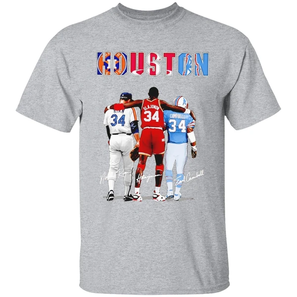 Houston Astros Nolan Ryan Houston Rockets Hakeem Olajuwon Houston Oilers Earl Campbell Shirt - Image 9