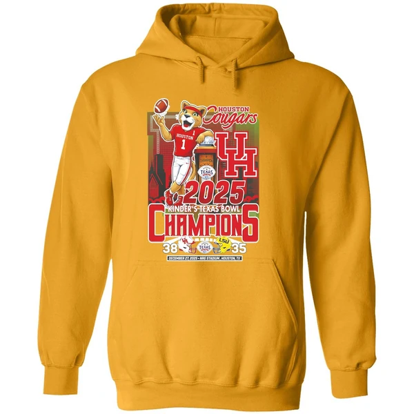 Houston Cougars Football Kinders Texas Bowl Champions 2025 38 35 Mascot Hoodie