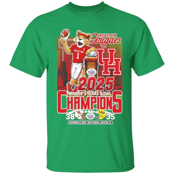 Houston Cougars Football Kinders Texas Bowl Champions 2025 38 35 Mascot Shirt - Image 2