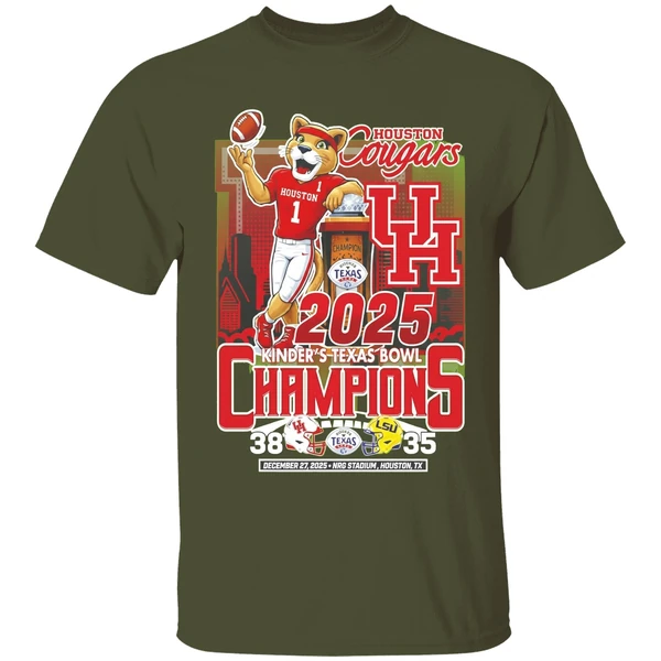 Houston Cougars Football Kinders Texas Bowl Champions 2025 38 35 Mascot Shirt - Image 4