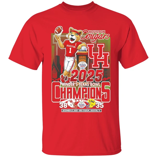 Houston Cougars Football Kinders Texas Bowl Champions 2025 38 35 Mascot Shirt - Image 7