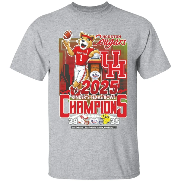 Houston Cougars Football Kinders Texas Bowl Champions 2025 38 35 Mascot Shirt - Image 9