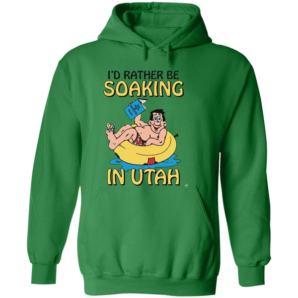 Hugo Holding The Book Of Mormon Id Rather Be Soaking In Utah Hoodie - Image 2