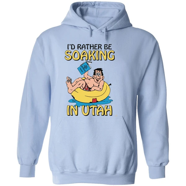 Hugo Holding The Book Of Mormon Id Rather Be Soaking In Utah Hoodie - Image 4