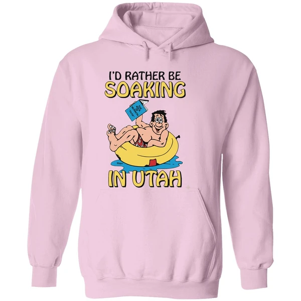 Hugo Holding The Book Of Mormon Id Rather Be Soaking In Utah Hoodie - Image 5
