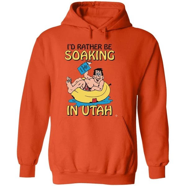 Hugo Holding The Book Of Mormon Id Rather Be Soaking In Utah Hoodie - Image 6