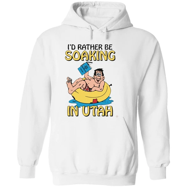 Hugo Holding The Book Of Mormon Id Rather Be Soaking In Utah Hoodie - Image 8