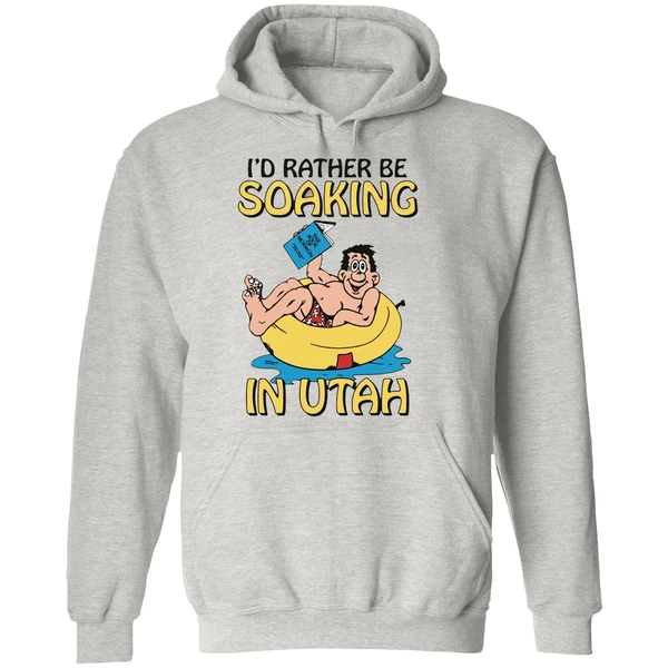 Hugo Holding The Book Of Mormon Id Rather Be Soaking In Utah Hoodie - Image 9