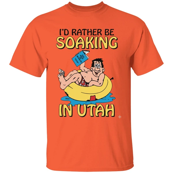 Hugo Holding The Book Of Mormon Id Rather Be Soaking In Utah Shirt - Image 3