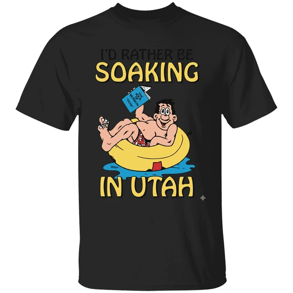 Hugo Holding The Book Of Mormon Id Rather Be Soaking In Utah Shirt - Image 7