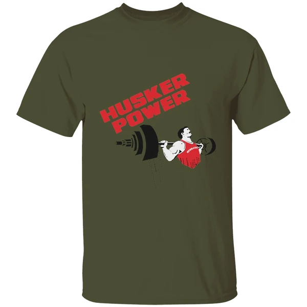 husker power logo gym shirt militarygreen