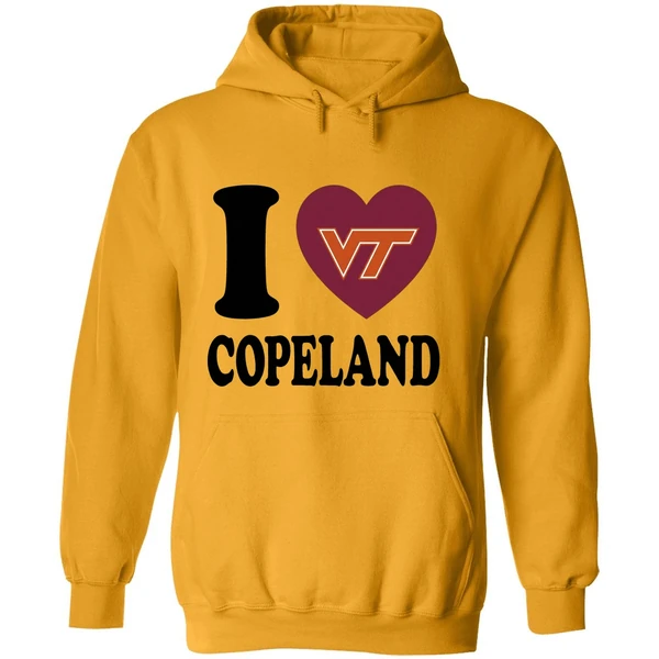 I Love Kemari Copeland Virginia Tech Hokies Heart Hoodie