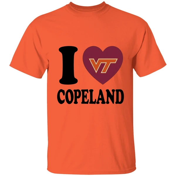 i love kemari copeland virginia tech hokies heart shirt orange
