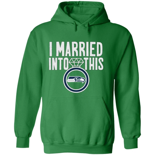 I Married Into This Diamond Rings Seattle Seahawks Logo Hoodie - Image 2