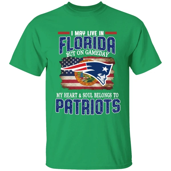I May Live In Florida But On Game Day My Heart And Soul Belongs To Patriots Shirt - Image 2