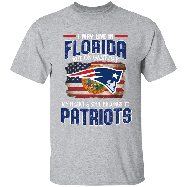 I May Live In Florida But On Game Day My Heart And Soul Belongs To Patriots Shirt - Image 9
