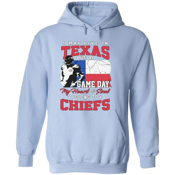 I May Live In Texas But Gameday My Heart And Soul Belong To Kansas City Chiefs Flag Hoodie - Image 4