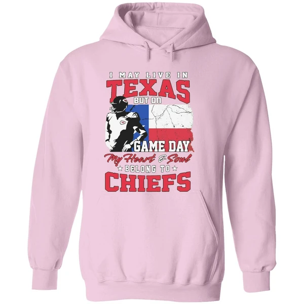 I May Live In Texas But Gameday My Heart And Soul Belong To Kansas City Chiefs Flag Hoodie - Image 5