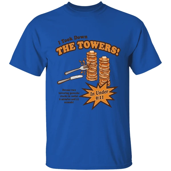 i took down the towers in under 9 11 devour two towering pancake stacks in under 9 minutes 1 1 sends shirt royalblue