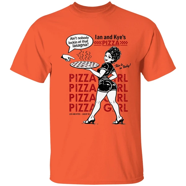 ian and kyes pizza girl shirt orange