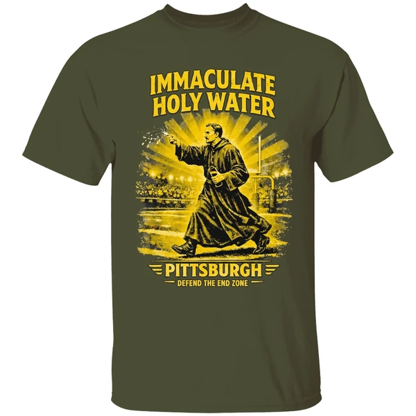 immaculate holy water pittsburgh steelers defend the end zone shirt militarygreen