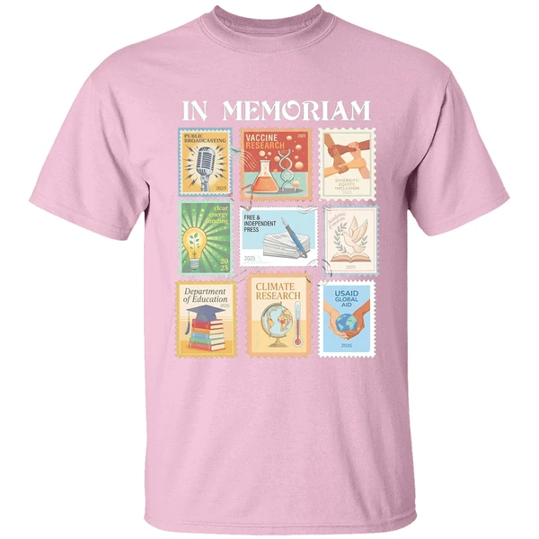 in memoriam postage stamps shirt lightpink