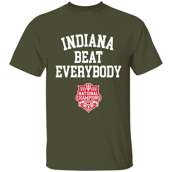 indiana beat everybody 2025 cfp national champions indiana hoosiers shirt militarygreen