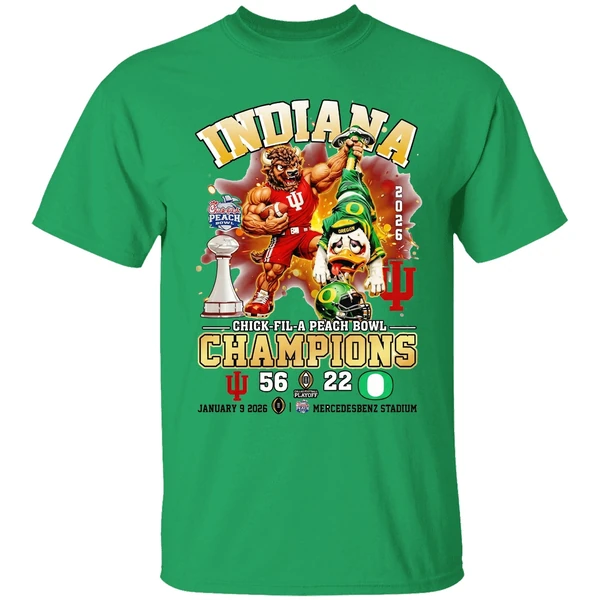 Indiana Hoosiers Beat Oregon Ducks 56 22 Chick Fil A Peach Bowl Champions 2026 Shirt - Image 2