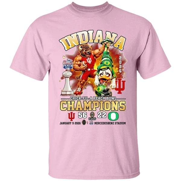Indiana Hoosiers Beat Oregon Ducks 56 22 Chick Fil A Peach Bowl Champions 2026 Shirt - Image 3