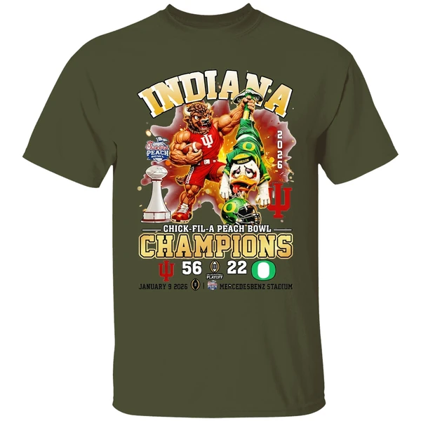 Indiana Hoosiers Beat Oregon Ducks 56 22 Chick Fil A Peach Bowl Champions 2026 Shirt - Image 4