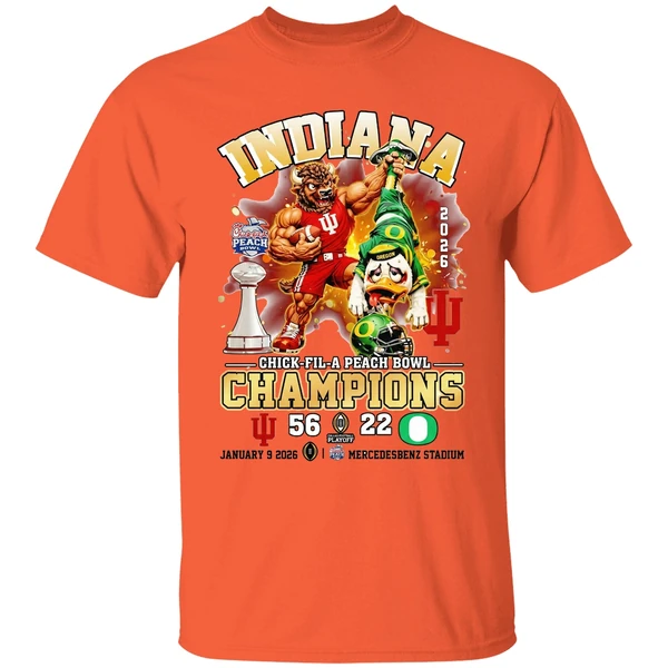 Indiana Hoosiers Beat Oregon Ducks 56 22 Chick Fil A Peach Bowl Champions 2026 Shirt - Image 6