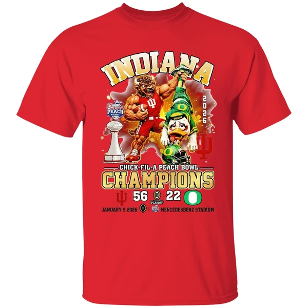 Indiana Hoosiers Beat Oregon Ducks 56 22 Chick Fil A Peach Bowl Champions 2026 Shirt - Image 7