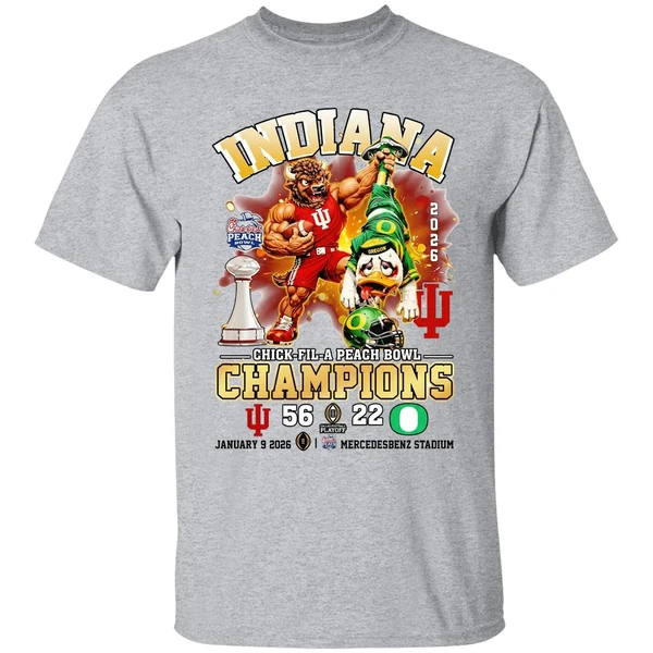 Indiana Hoosiers Beat Oregon Ducks 56 22 Chick Fil A Peach Bowl Champions 2026 Shirt - Image 9