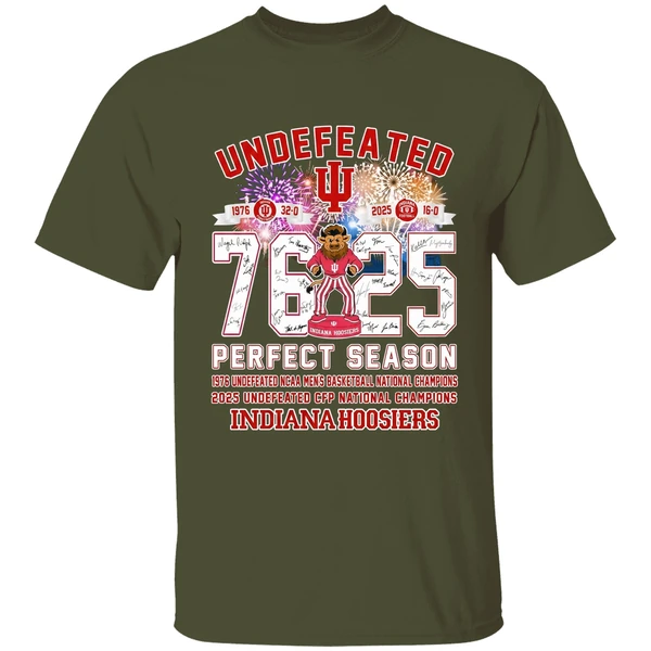 indiana hoosiers undefeated 1976 2025 perfect season shirt militarygreen