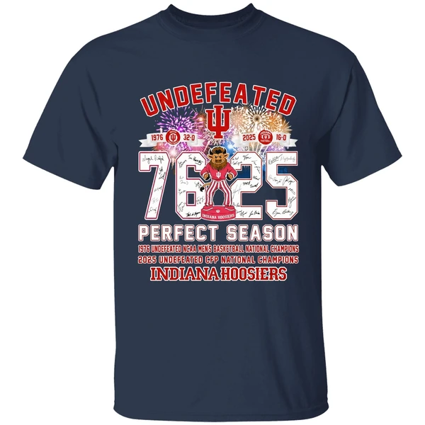 indiana hoosiers undefeated 1976 2025 perfect season shirt navy