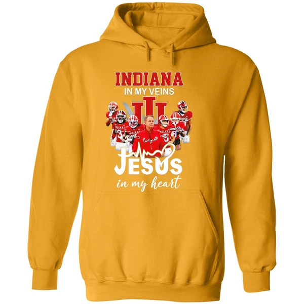 Indiana In My Veins Jesus In My Heart Signatures Team Hoodie