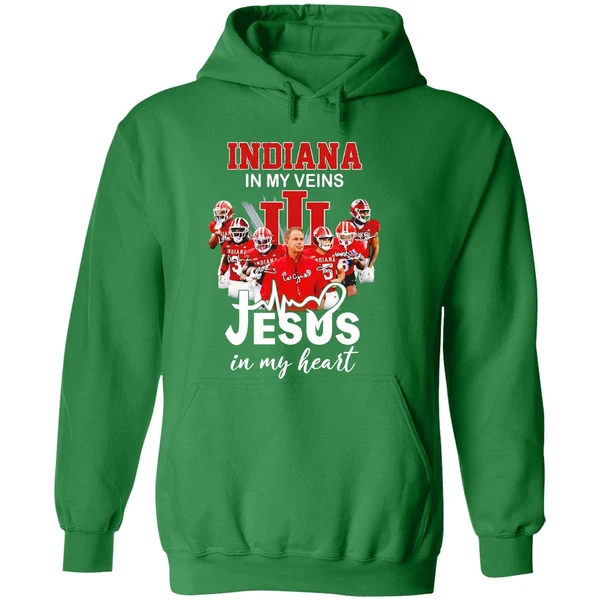 Indiana In My Veins Jesus In My Heart Signatures Team Hoodie - Image 2