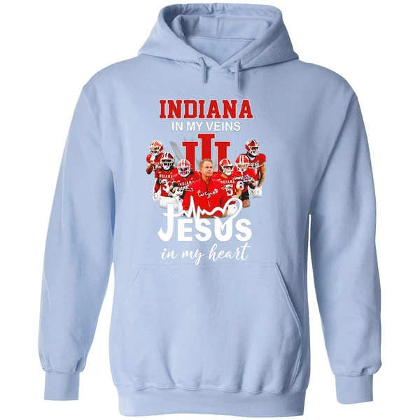 Indiana In My Veins Jesus In My Heart Signatures Team Hoodie - Image 4
