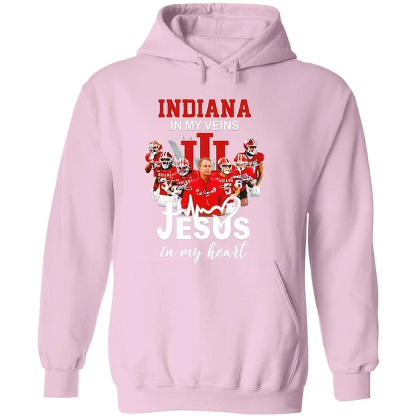 Indiana In My Veins Jesus In My Heart Signatures Team Hoodie - Image 5