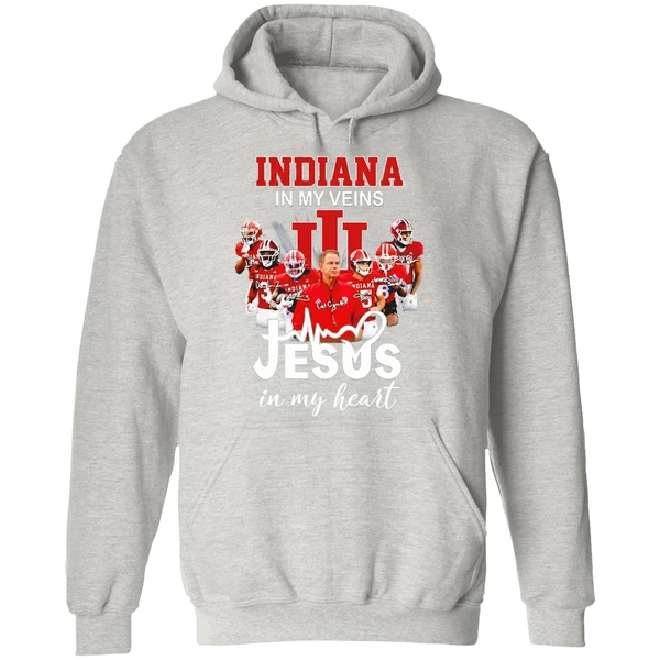 Indiana In My Veins Jesus In My Heart Signatures Team Hoodie - Image 9